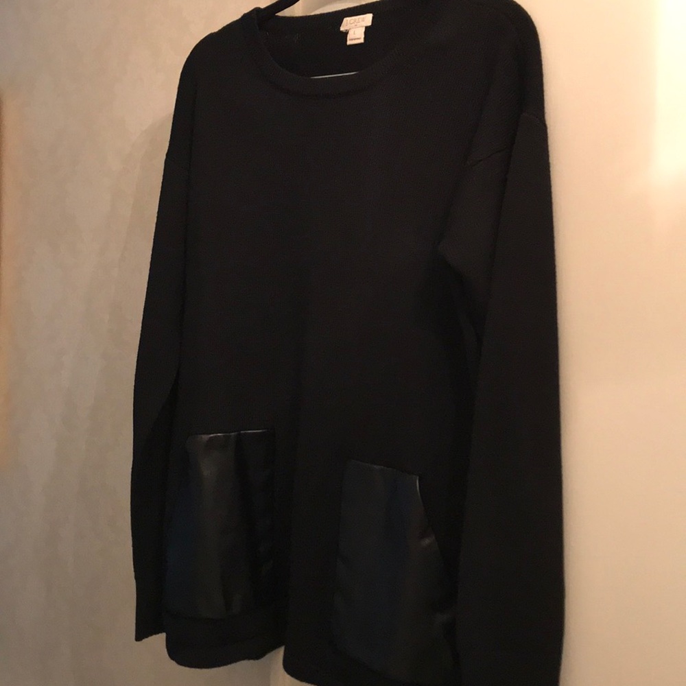 Oversized Sweater with Faux Leather Pockets